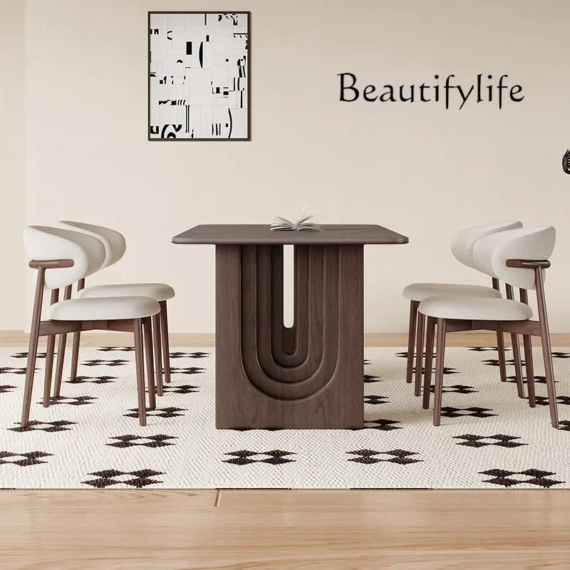 N36 Ash wood slate solid wood dining table French retro living room special medieval wabi sabi Japanese oak