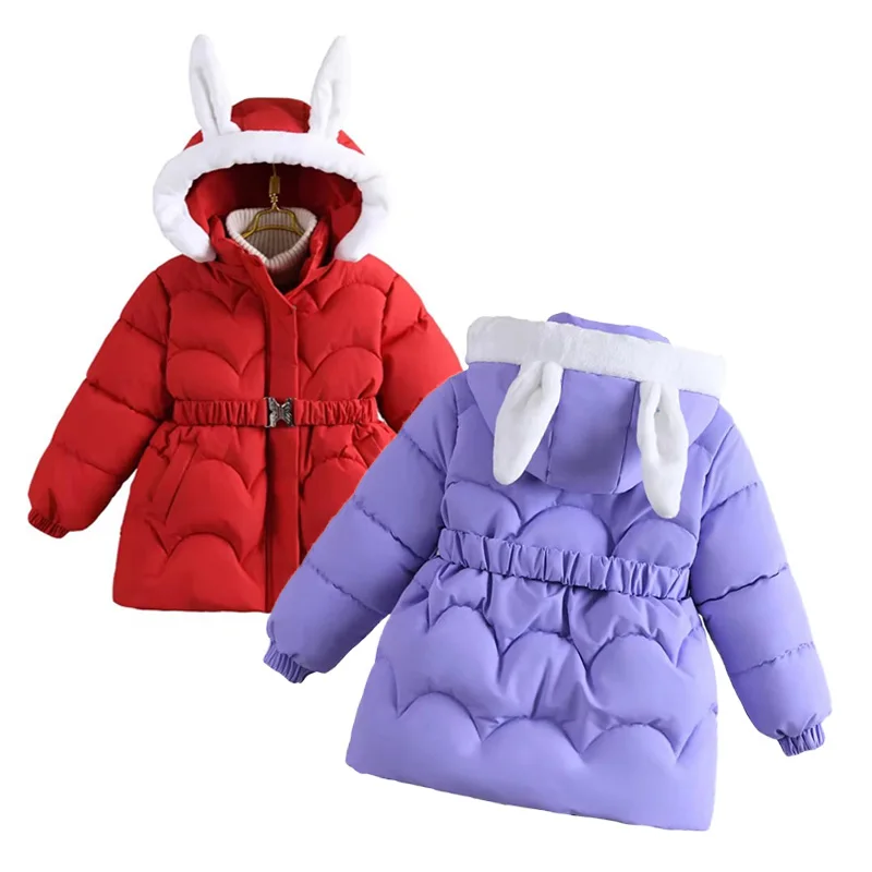 

Стеганые куртки для девочек, детский зимний зимний зимний комбинезон на хлопковом пуху, новое плотное пальто для подростков, 2025 г., детская бархатная теплая верхняя одежда с капюшоном