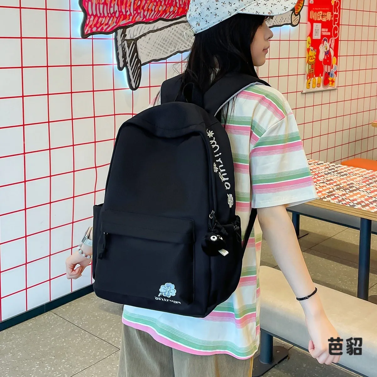 Korean Embroidered Backpack Lightweight Travel Dual Shoulder Bag Casual Outdoor Commuting INS Backpack Student Bookbag