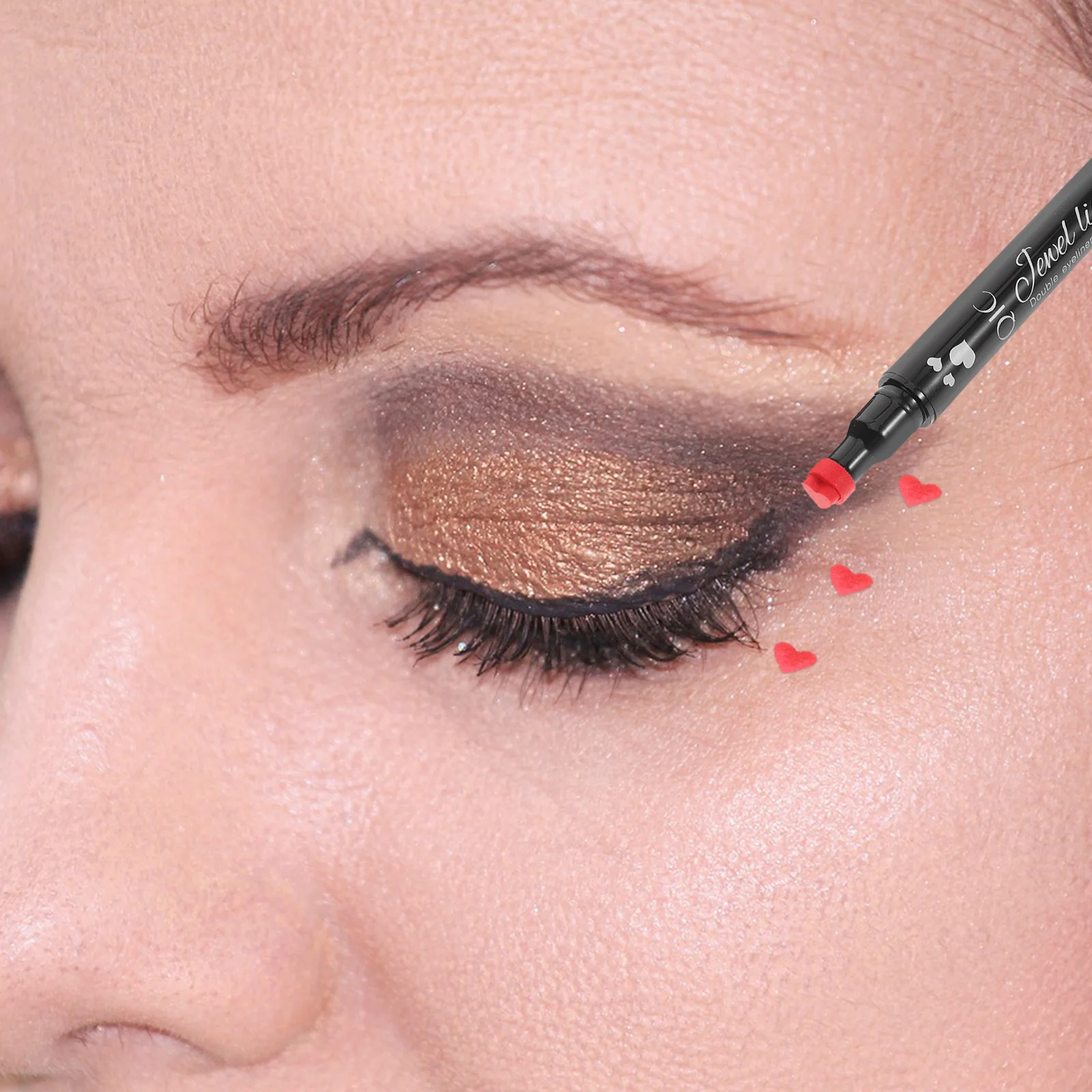 Red Waterproof Eyeliner Pen Double Ended Liquid Eye Liner Pencil Smudge Proof Long Lasting Makeup Tool Stamp Design Fashion