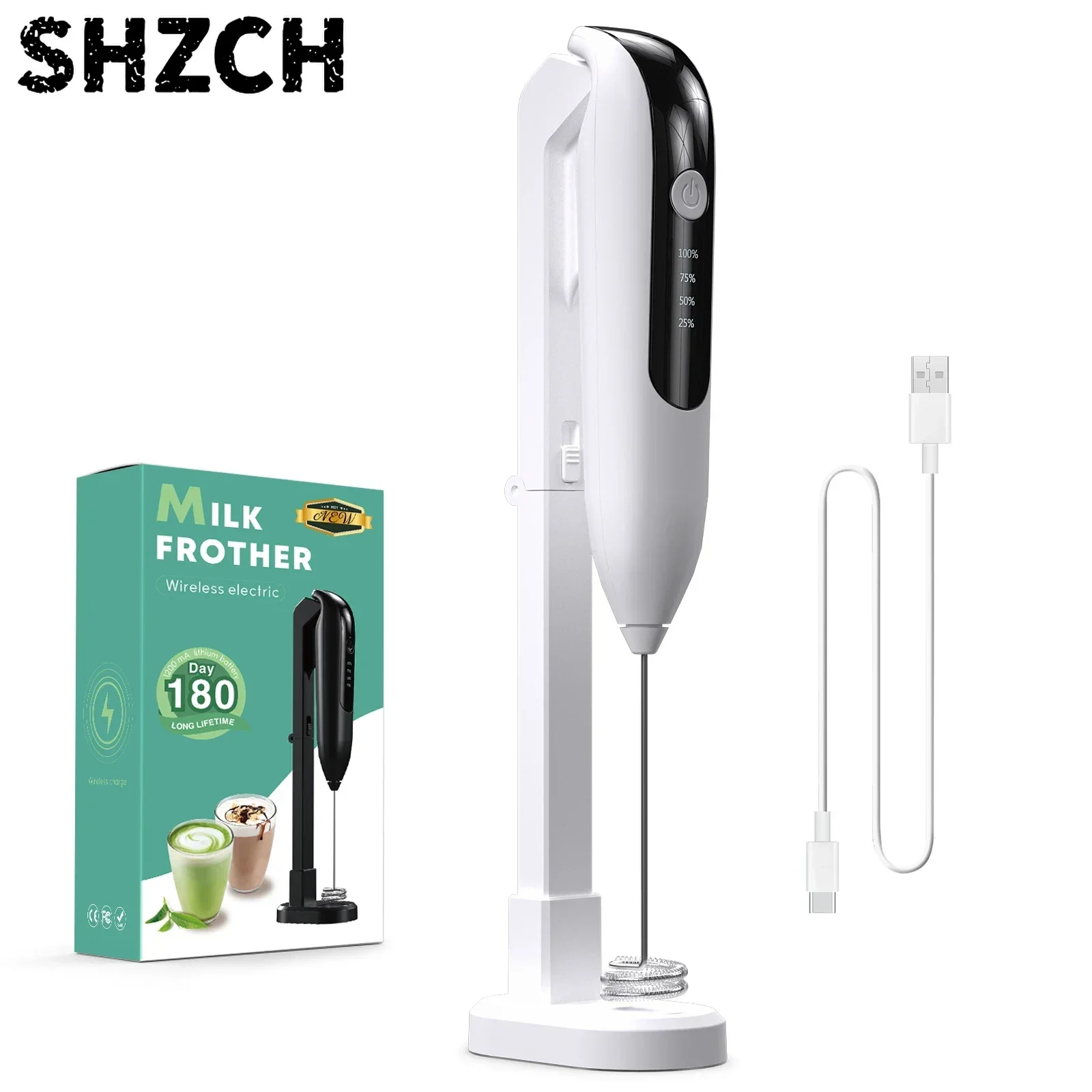 Mini Blender Frother Milk Frother for Coffee Handheld Foam Maker Electric Drink Mixer with Rechargeable USB Wall Hanging Bracket