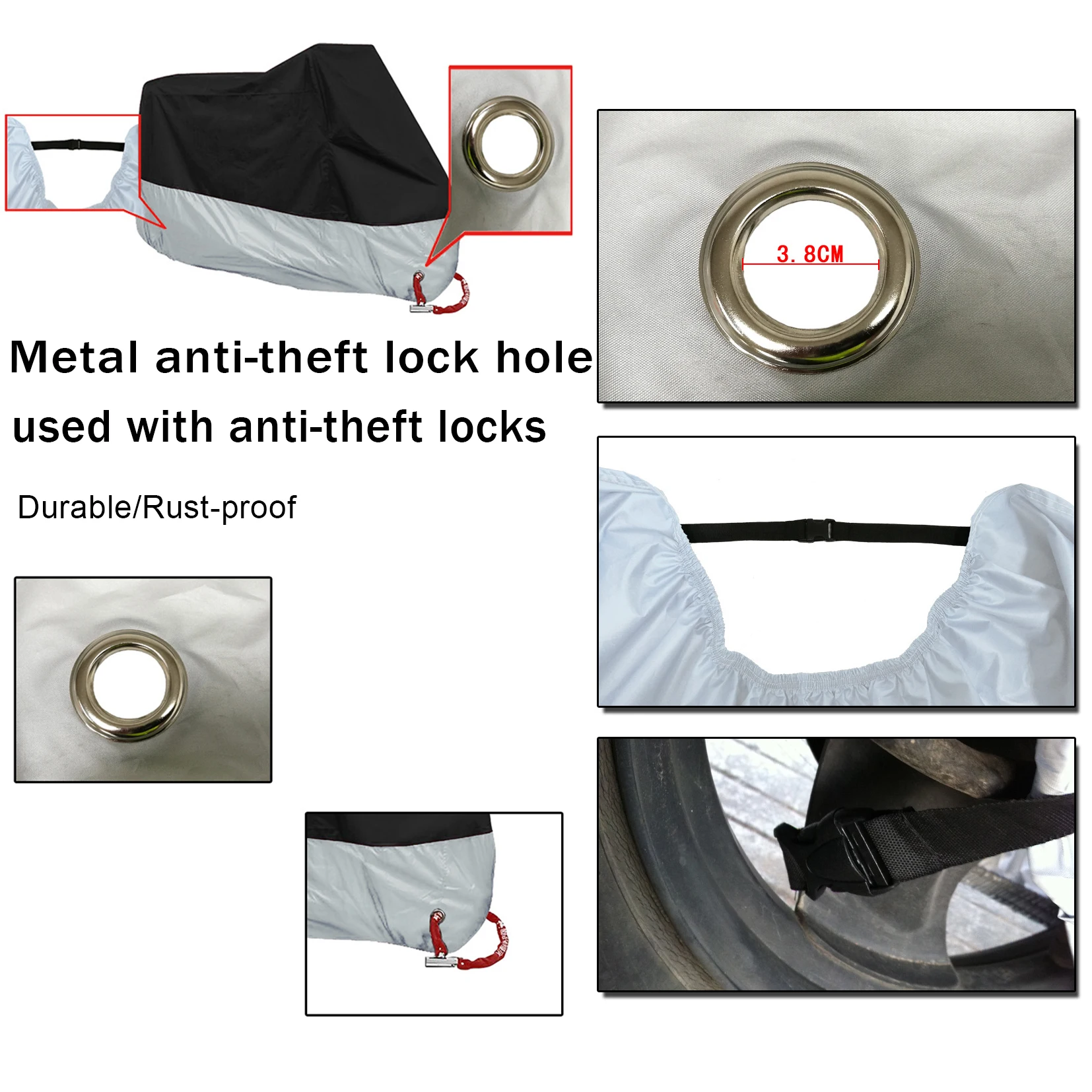 Motorcycle Cover, Silver-Coated Motorcycle Jacket, Sunproof, Rainproof and Dustproof, Can Be Used in All Seasons