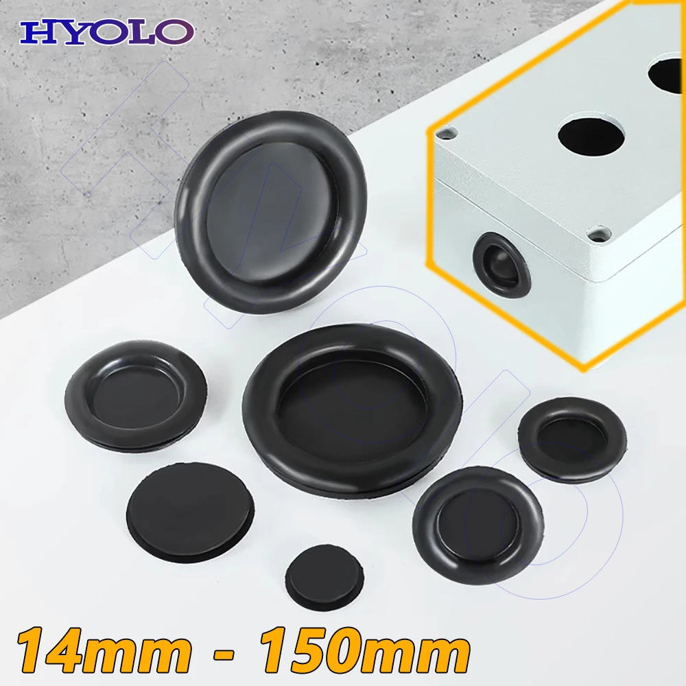 Rubber Grommet Cable Grommet Cord Hole Covers Flexible Wire Organizer Closed Blind Hole Plug Single-Sided 14mm - 150mm