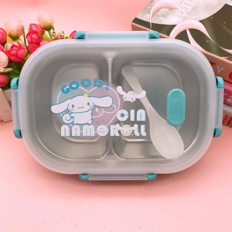 카와이 만화 산리오 쿠로미헬로 키티마이 멜로디 스테인레스 스틸 도시락 칸막이 도시락 상자 휴대용 도시락 대용량