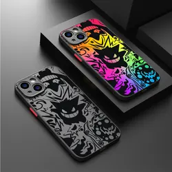 Pokemon Gengar Matte Case For Apple iPhone 15 11 14 13 12 Pro 7 XR X XS Max 8 Plus 6 6S SE 2022 15Pro Black Phone Cover