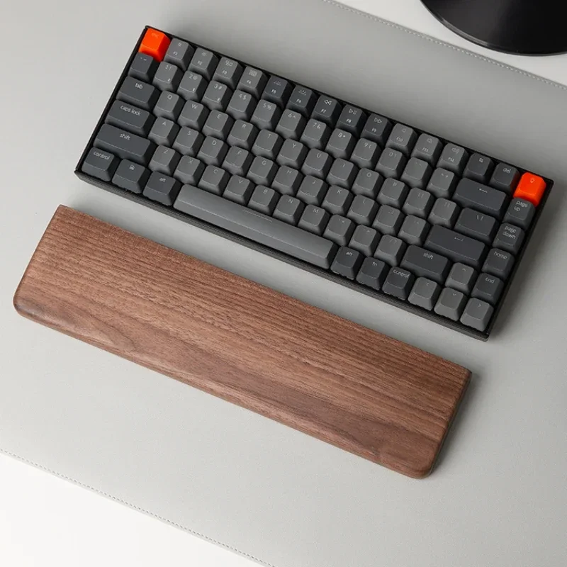 Ergonomic Anti-Slip Keyboard Cushion, Comfortable Wrist Rest, Black Walnut Palm Support, Mouse Pad, Office