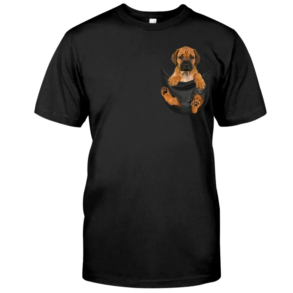 Camiseta de algodón Popular, camiseta con estampado 3D de bolsillo Rhodesian Ridgeback, camiseta informal Harajuku de manga corta, camisetas divertidas de algodón de Hip Hop