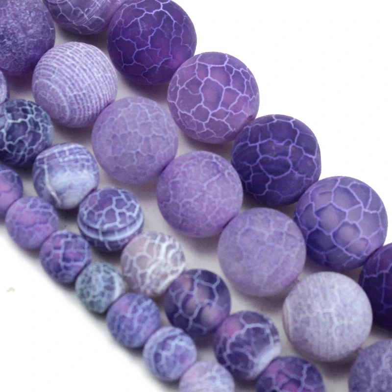 Natural Stone Beads Violet Weathered agat Round Loose Ball 4/6/8/10/12MM DIY Handicraft Jewelry Bracelet Necklace Making