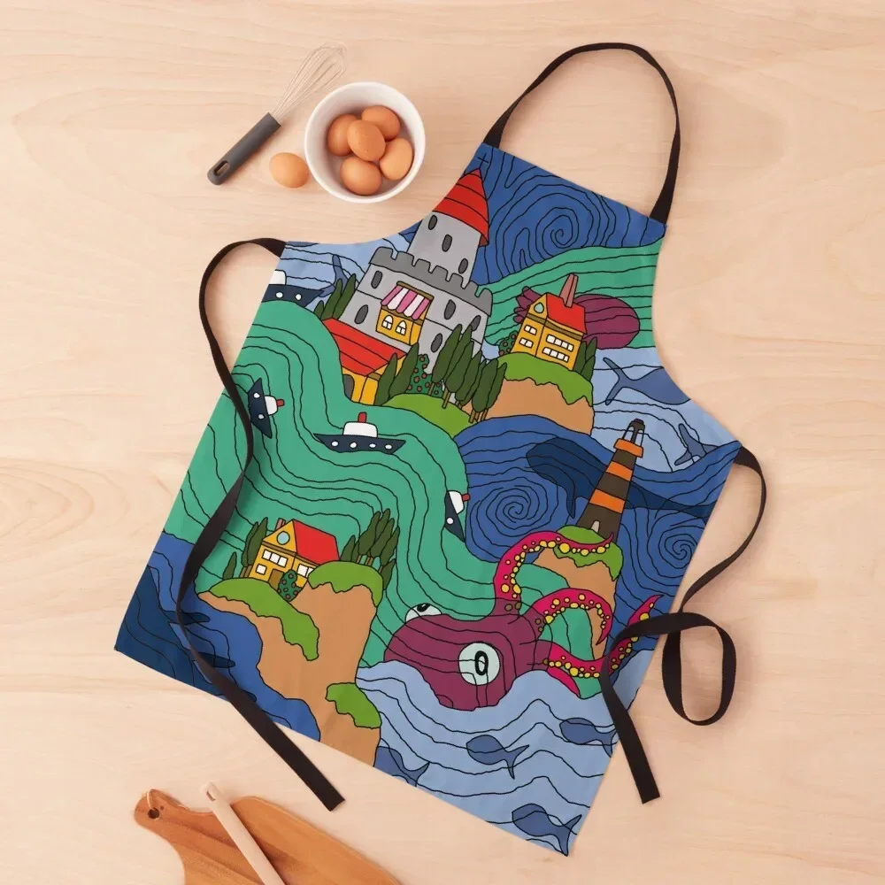 

Ocean Mosaic Apron Kitchen Women Waterproof women Apron