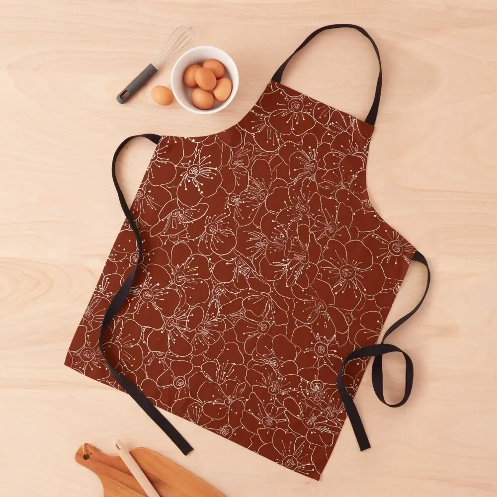 

Floral wall line drawing on Chili powder Apron Kitchen For Man men's barbecue Women's For Kitchen Apron
