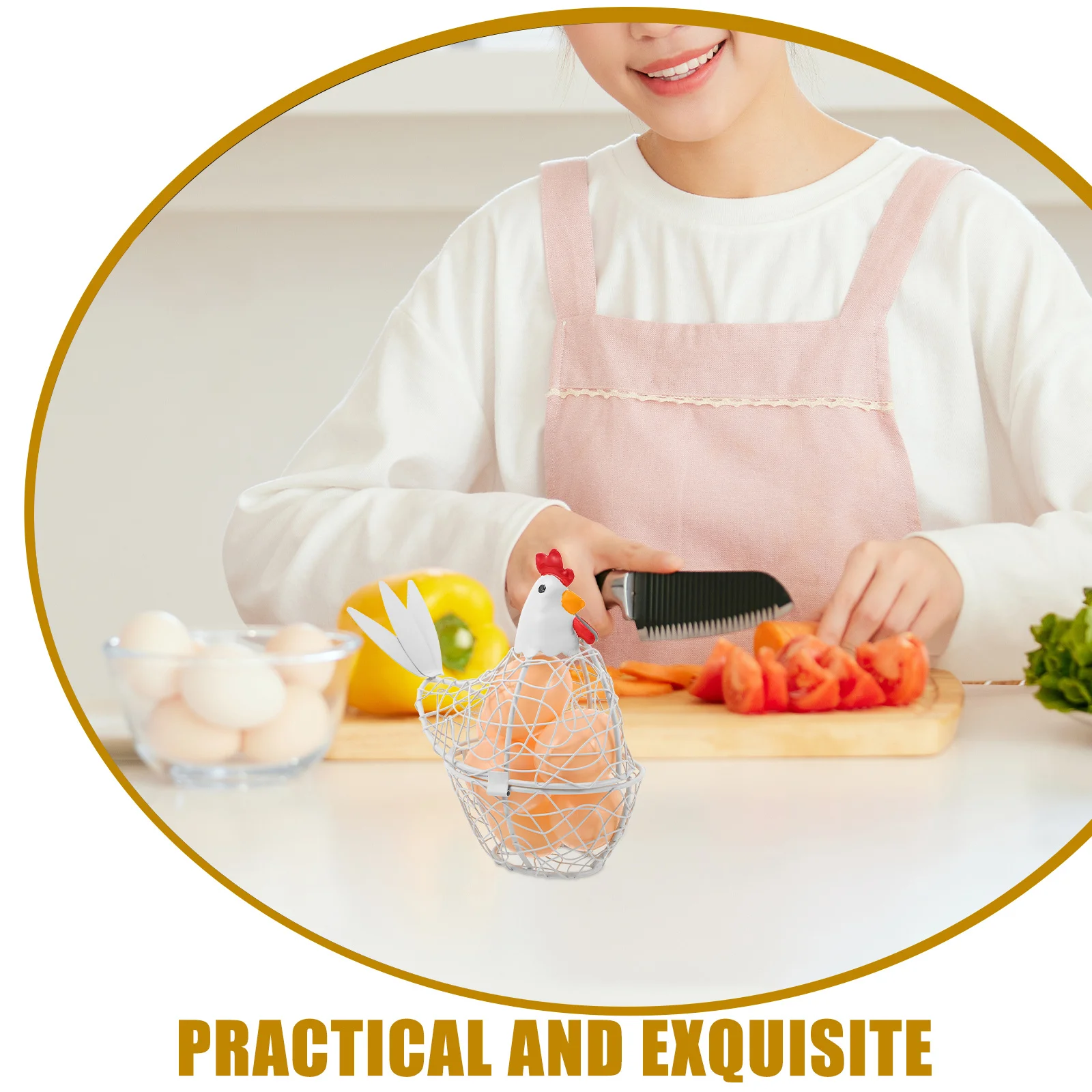 

Decorative Iron Wire Egg Basket White Kitchen Organizer Fresh Storage Metal Holder Centerpiece Egg Basket Wire Container