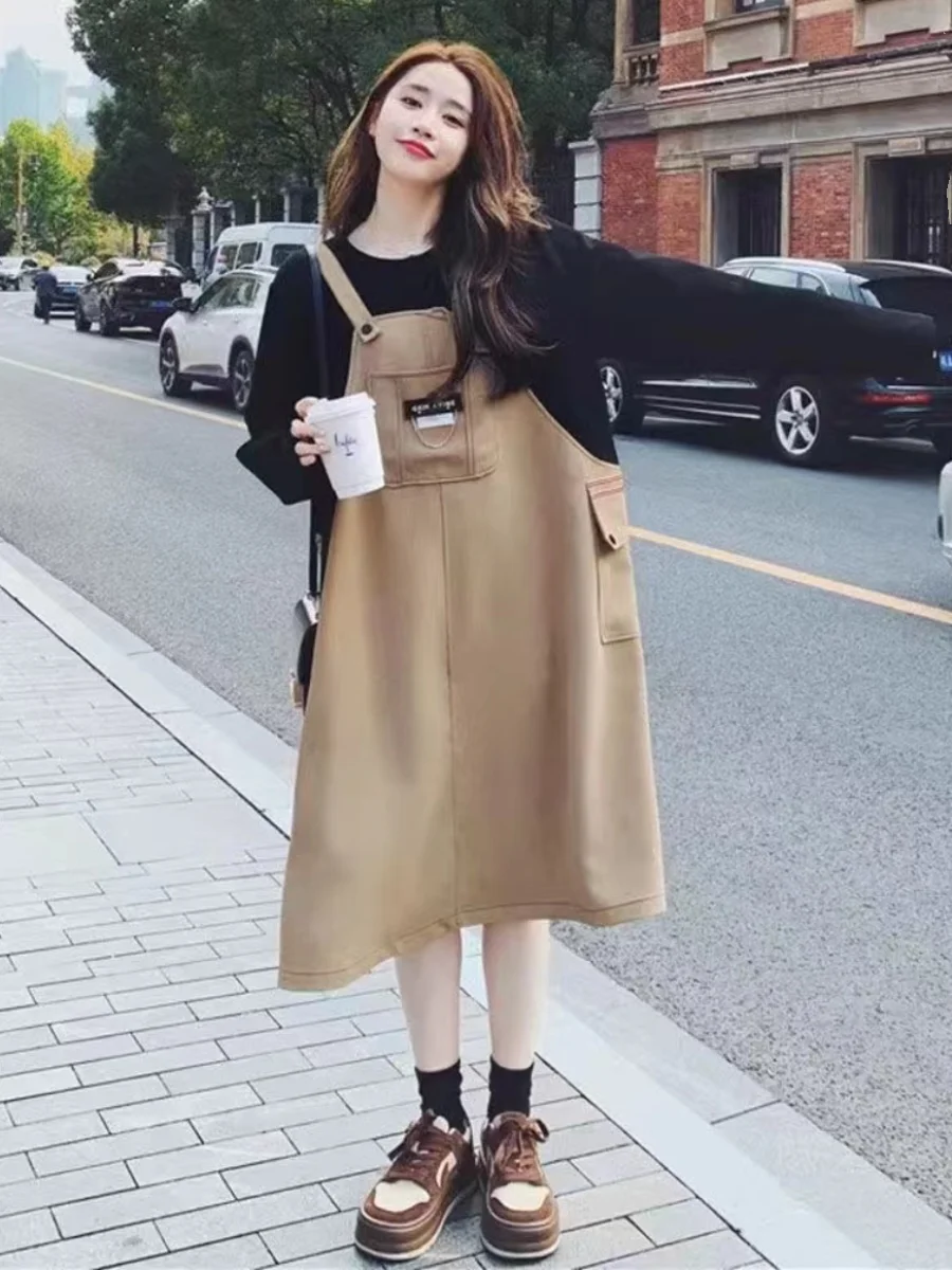 

plus Size 300 Pou Early Autumn Color Blo Sweater Dr Slimming A-Line Long Dr High Waist Korean Sle Long Sve