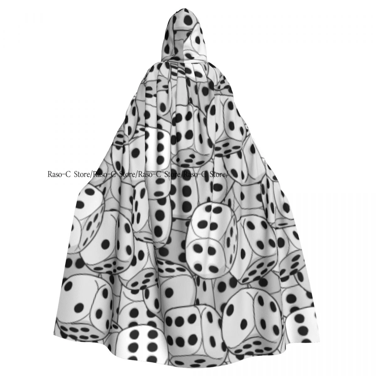 Hooded Cloak Unisex Cloak with Hood Dices Monochromic Chaotic Crowded Gaming Print Cloak Vampire Witch Cape Cosplay Costume