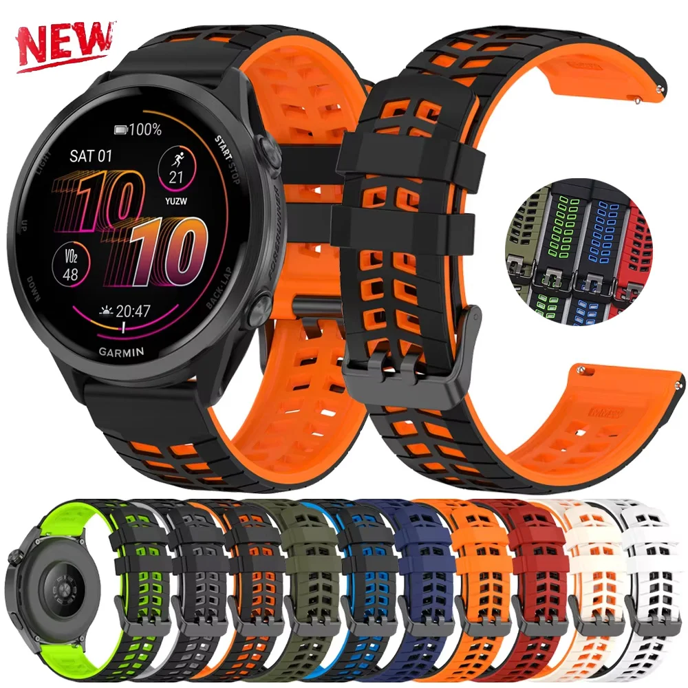 22mm Atmungsaktives Silikonarmband für Garmin Forerunner 570 47mm 970 745 965 265 255 Music/Vivoactive 4/Venu 4 3 2 45mm Sportarmband