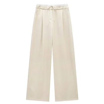 Women's High-Waisted Flared Wide-Leg Pants 2 HXAO 2024 Women's Pants Baggy Wide Pants Woman Fashion Black Trousers Casual High waisted Pants Autumn Bluey Flared leggings 2