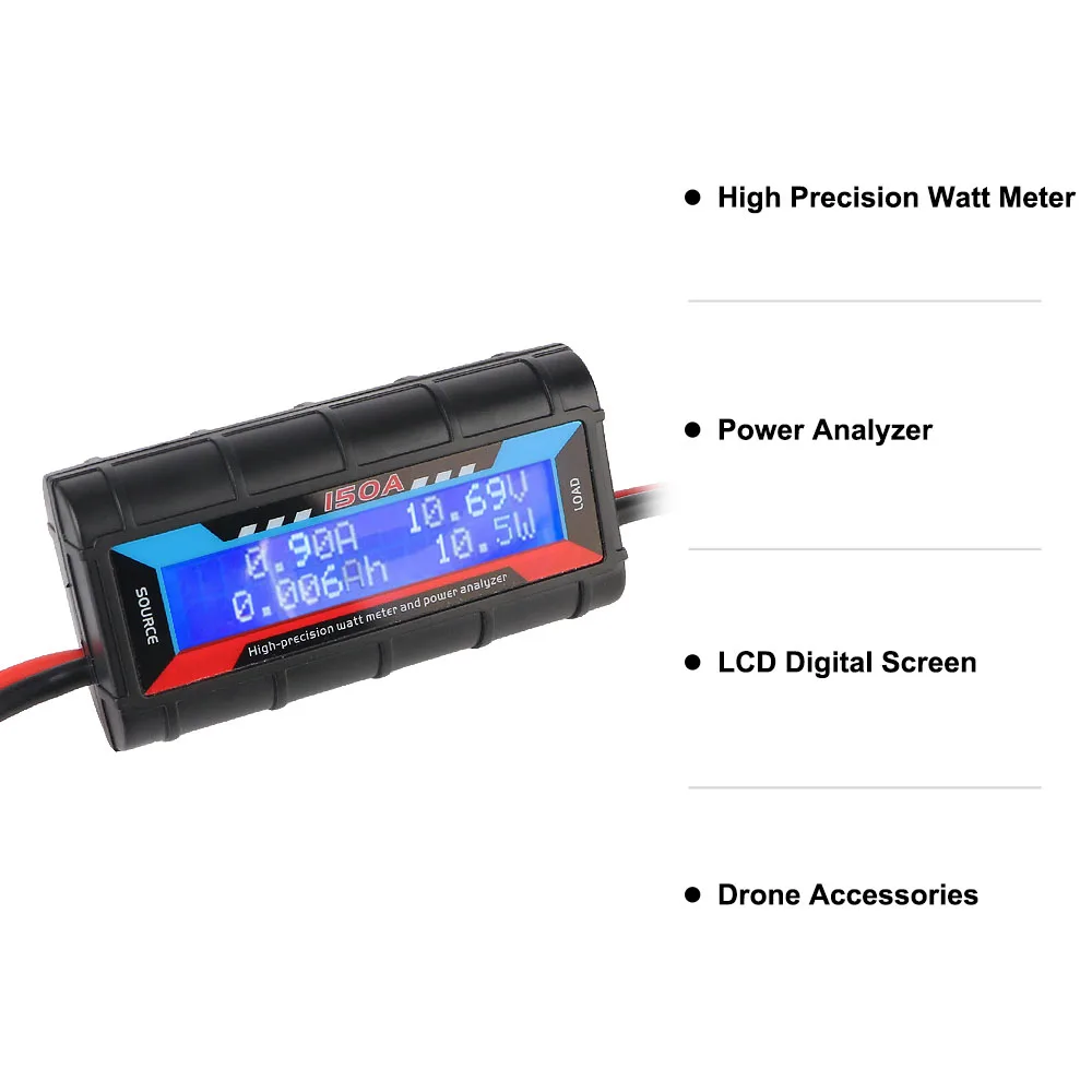 Voltmeter Ammeter Power Analyzer Watt Detector Tester Multifunctional LCD Digital Screen High Precision Watt Meter 150A 0-60V