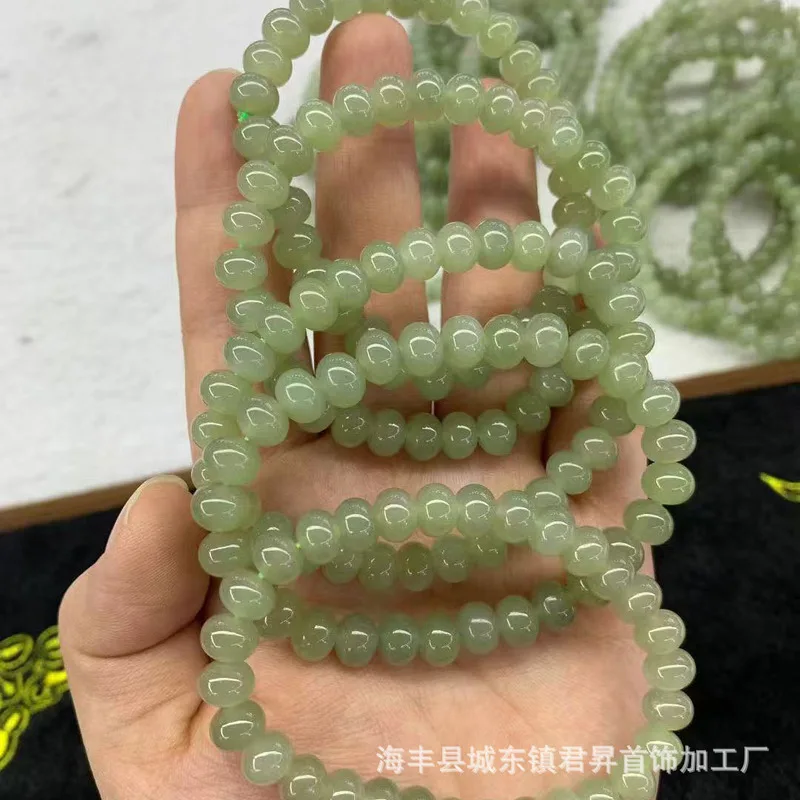 Qinghai And Hotan Jade Abacus Bead Bracelet, Approximately 6Mm, Good Translucency, Suitable, With Novel Design