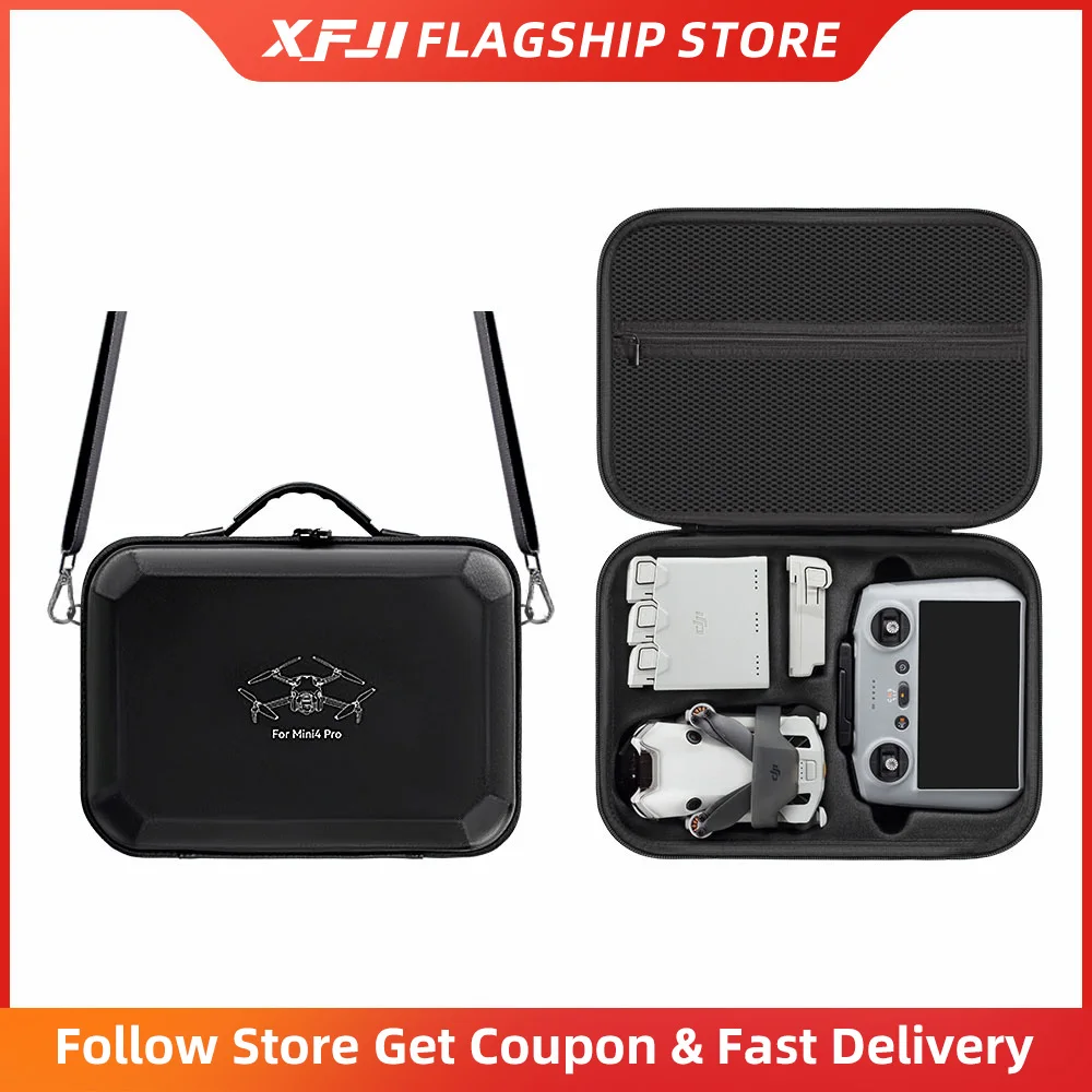 For DJI Mini 4 Pro Carrying Case Hard EVA Storage Bag Drone Remote Control Box Protective Travel Handbag Waterproof Shoulder Bag