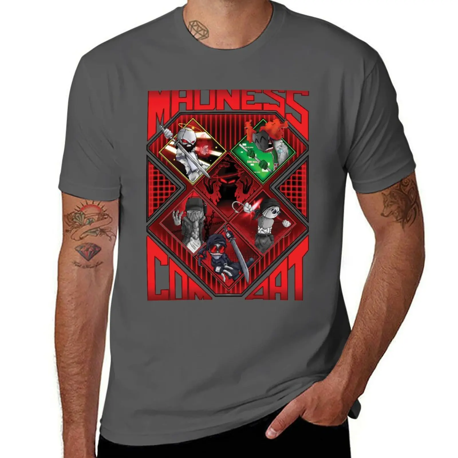 

Madness combat ALL 6 MAIN CHARACTERS ART T-Shirt All Match Basic Short Sleeve Top