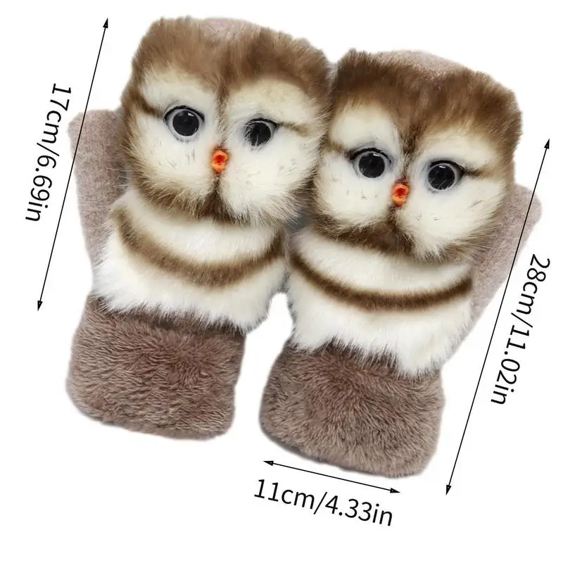 Cartoon Winter Gloves GirlsCold Weather Gloves Fingerless Gloves With Cover Convertible Mittens Cute 3D Owl / Cat / Wolf Shape