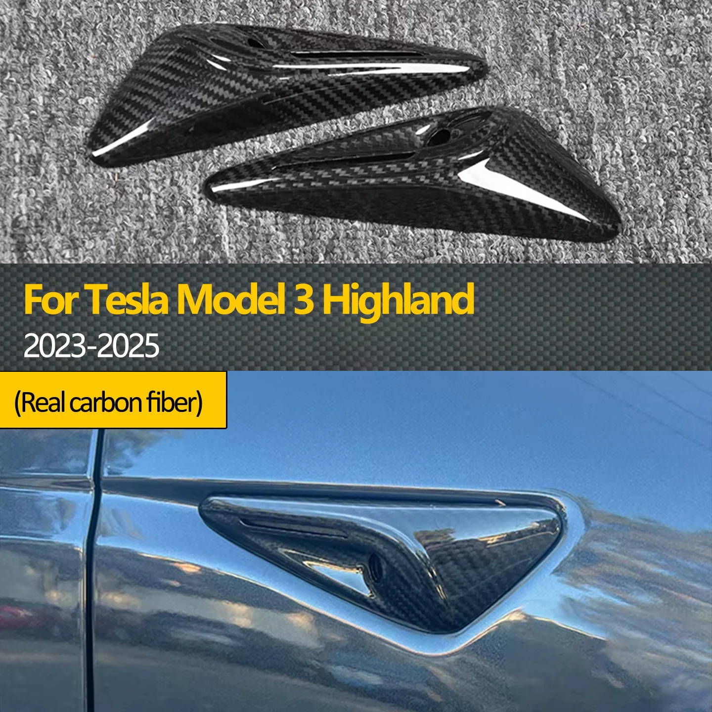 

2 шт. для Tesla Model 3 2023 2024 автозапчасти из углеродного волокна внешние боковые наклейки на крыло декоративная защита боковой камеры