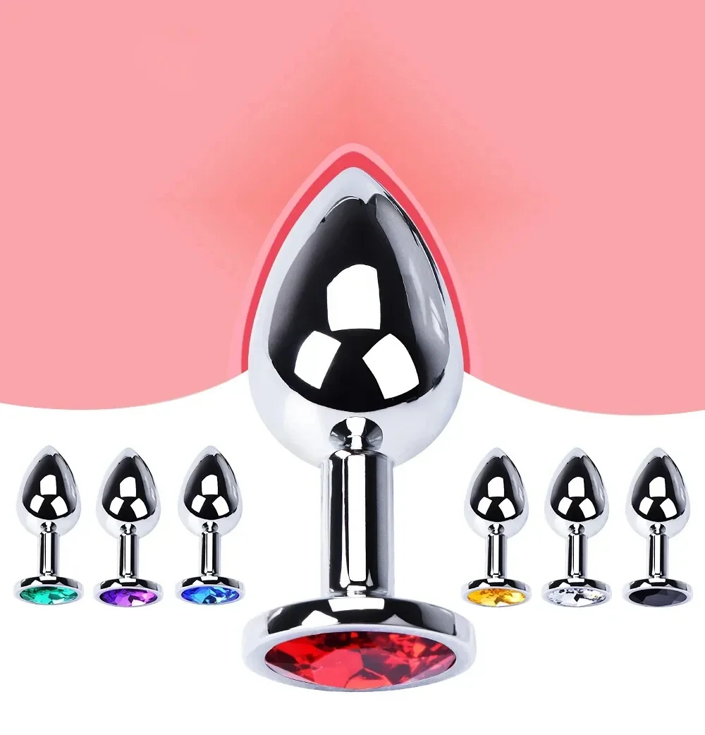 3Pc/Set Anal Plug Heart Stainless Steel Crystal Smooth Toy For Women 3 Size Butt Plug Stimulator Prostate Massager Adult Sex Toy