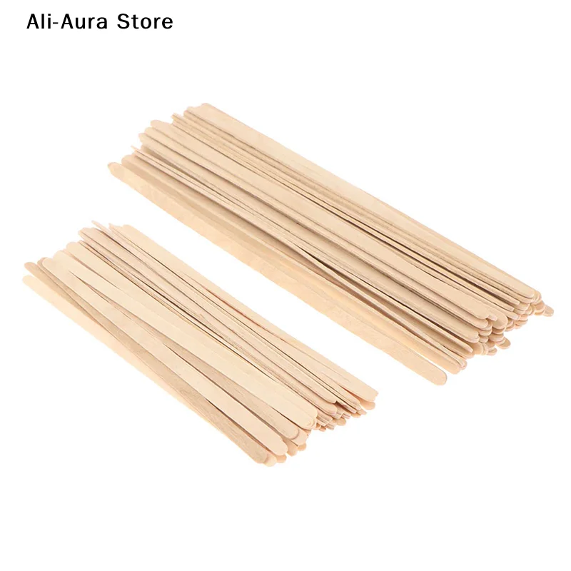 50Pcs Disposable Wooden Coffee Stirrers Hot Cold Drinking Stir Beverage Sticks