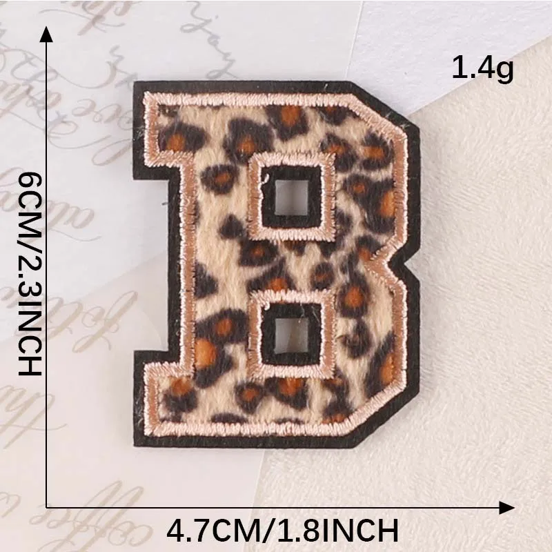 A~Z Englische Alphabet-Buchstaben-Abzeichen-Aufnäher, Leopardenmuster, Applikation, Stickerei, Aufkleber zum Aufbügeln für Kleidung, DIY-Namenskleidungsstück – Detail 11
