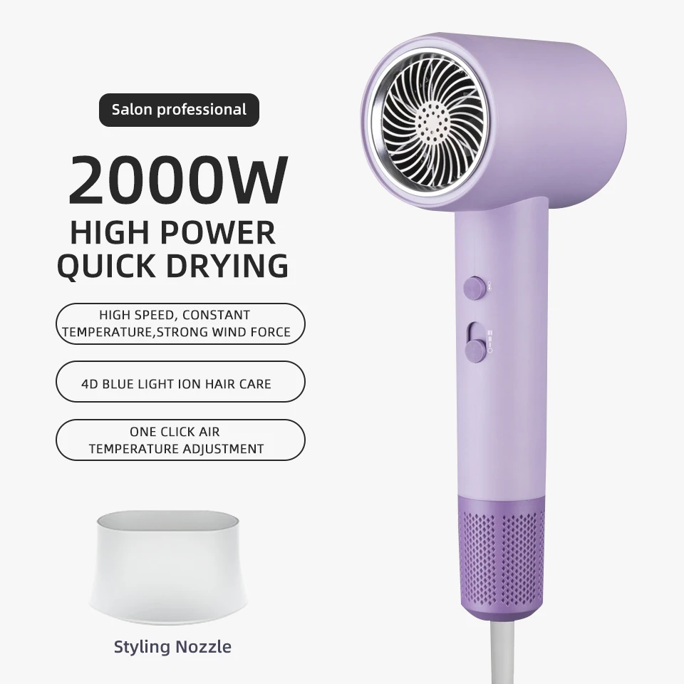 High Speed Hair Dryer Professional High Power Blow Dryer Salon Electric Dryer Styling Tools Negative Ions 2000w Quick Drying