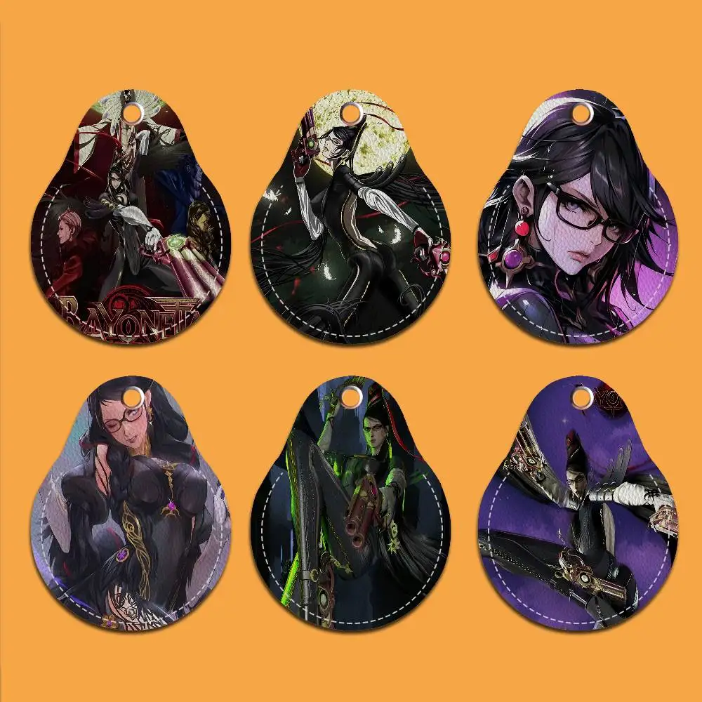 Bayonetta Llavero universal antioxidante para hombres y mujeres PU Learther Access Card Holder Drop Key Tag Ring