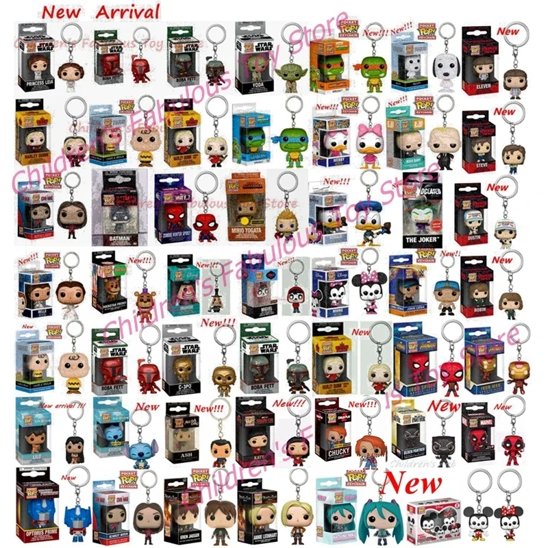 41 styles New Arrival FUNKO POP Keychains Yoda Leia Keychain Boba Feit Minnie Katy batman Spidey Witch Mirio Action Figure Toys