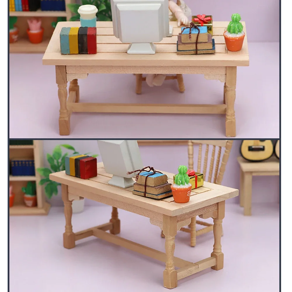 1/12 Puppenhaus Miniatur Holztisch Mini Schreibtisch Möbel Modell Spielzeug für Puppenhaus Zubehör Dekoration ob11 bjd