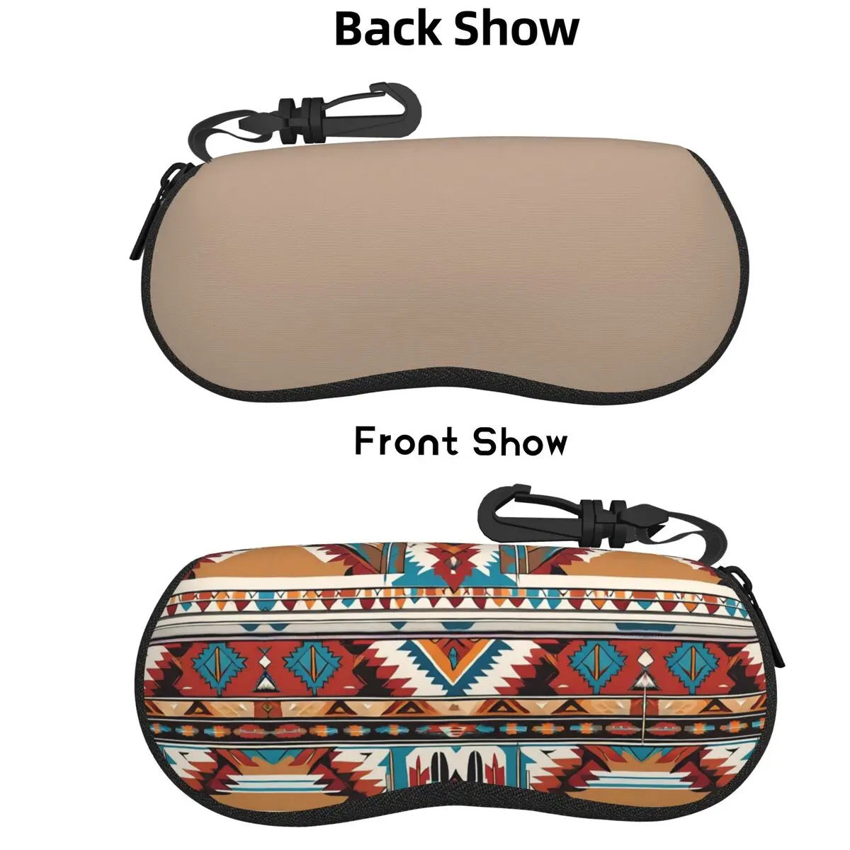 

Navajo Watercolor Pattern Shell Glasses Case Portable Sunglasses Box Women Men Soft Eyeglass Bag Pouch