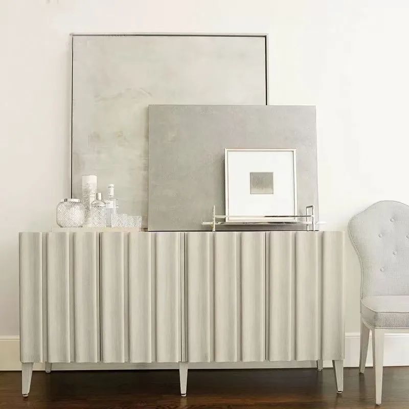 

wood antique gray and white TV cabinet open old dining side cabinet living room four door entrance cabinet heightened