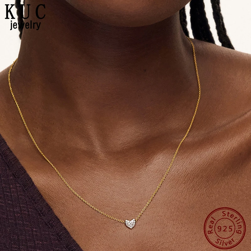 

925 Sterling Silver Original Certificate Pave CZ Heart Slider Pendant Necklace For Women Fine Jewelry Gold Plated