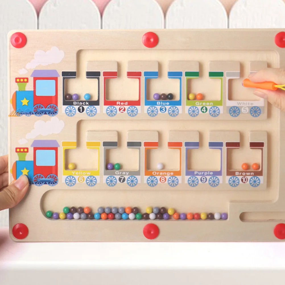 

Color and Number Sorting Maze Wooden Train Puzzle Board for Kids Ages 3-5 Cognitive Development Hand Eye Coordination Learning