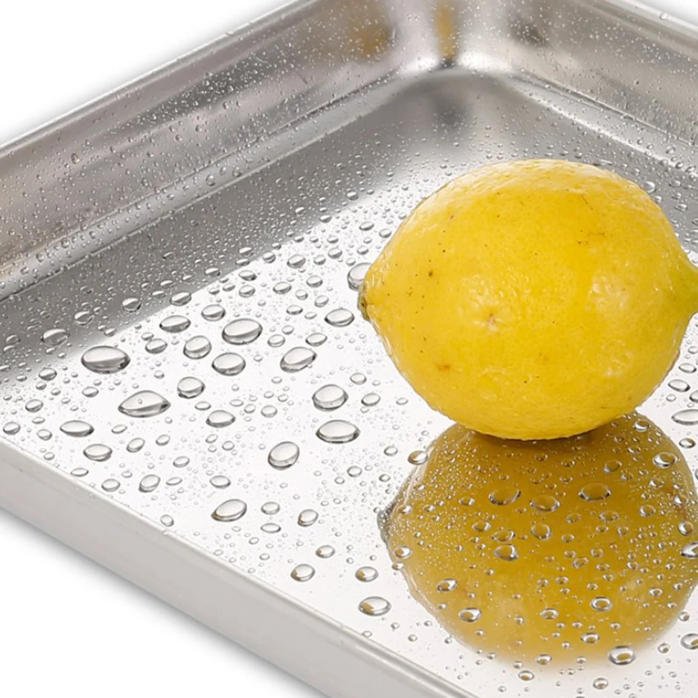 

Stainless Steel Food Tray Large Rectangular Serving Plate for Kitchen Restaurant Party Dessert Fruit Biscuits Bbq Rice Noodles