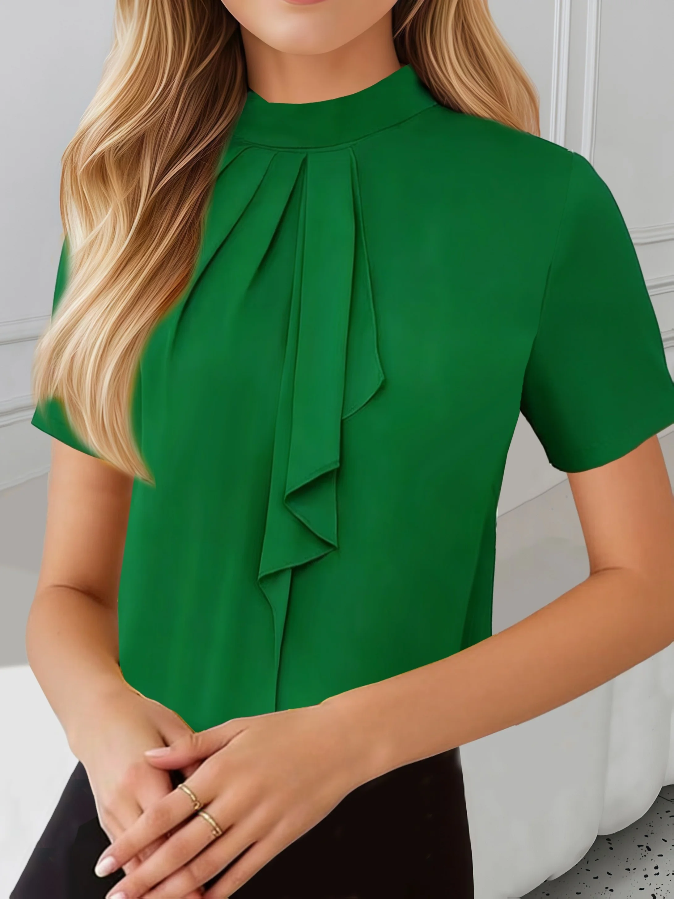 Temperament Loose Woman Shirt Fashion Casual Blouse Elegant short Sleeve Woman Shirt Holiday Weekend Top view 2
