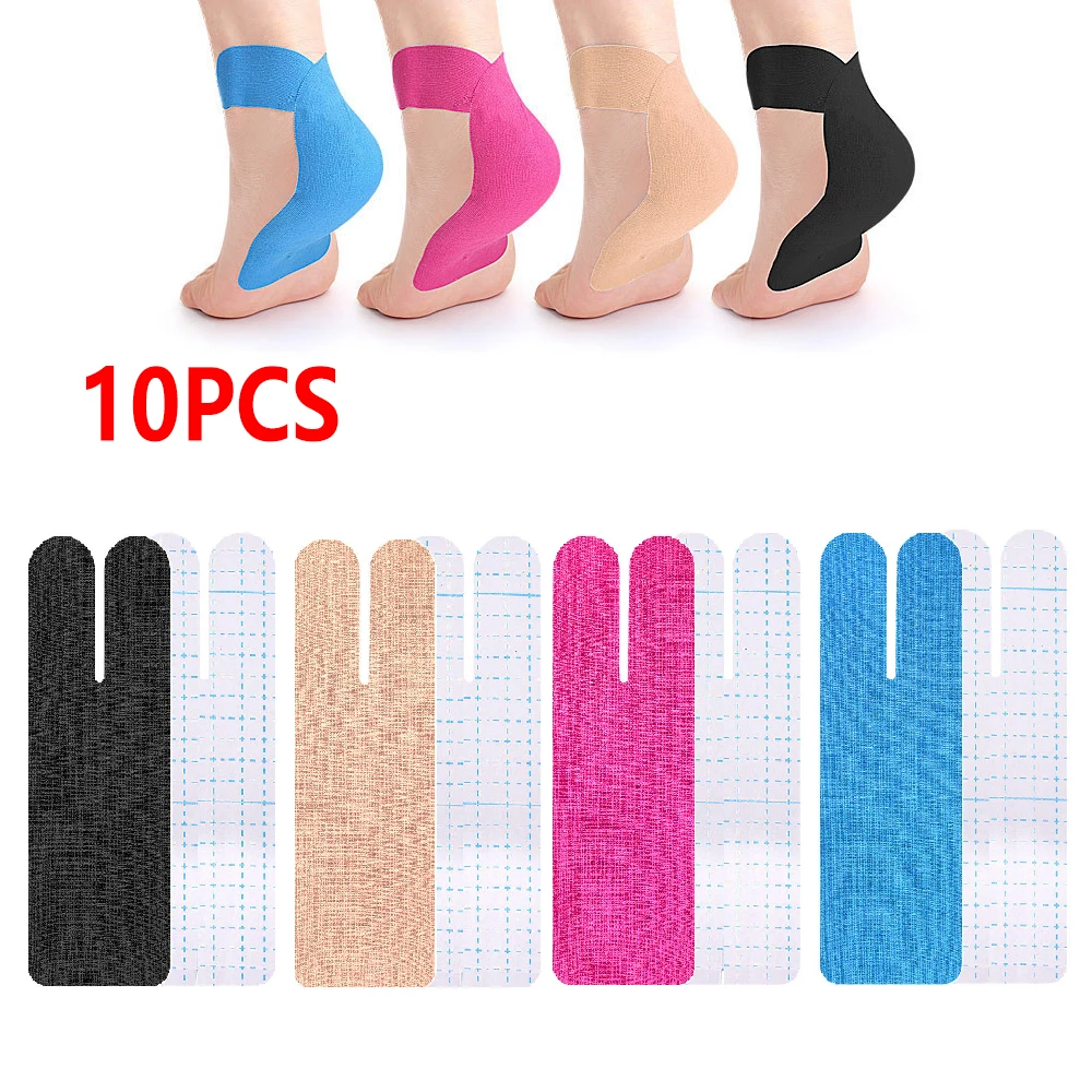 10PCS Precut Kinesiology Tape for Ankle Heel,Elastic Athletic Tape, Anti-Chafing Foot Arch Muscle Support Tape for Men Women