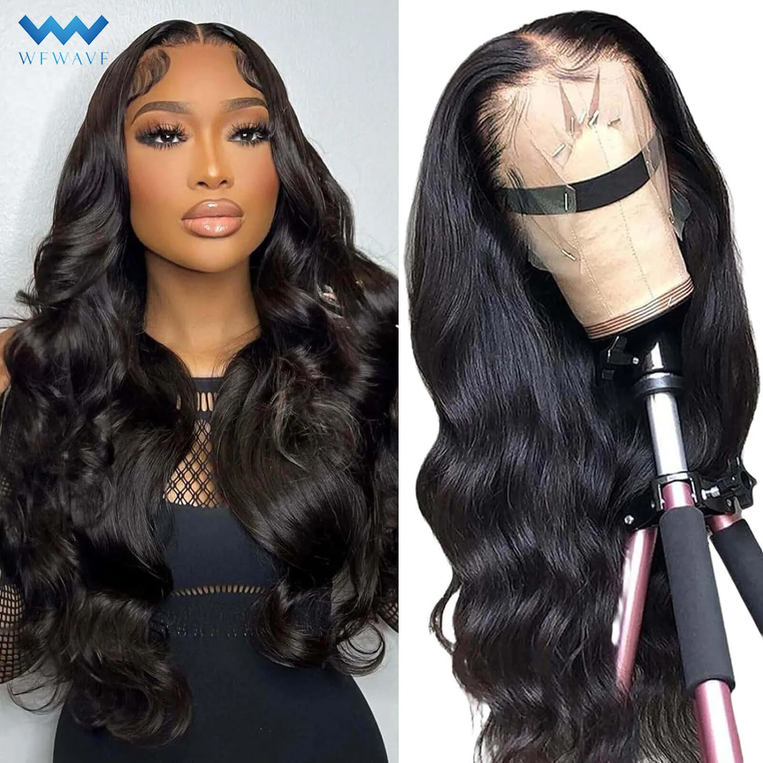 

40 Inch 13x4 Body Wave Lace Front Wig Human Hair HD Lace Fronal Wig Gluness Pre Plucked Wig for Women Natural Color 180 Density