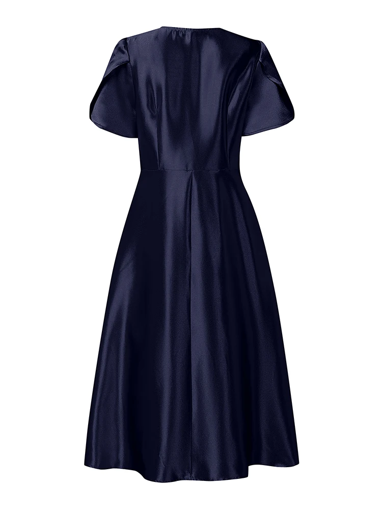 2025 ZANZEA فساتين ستان مخصر للنساء فستان حفلات أنيق برقبة مربعة وأكمام بتلات فستان الشمس رداء سادة على شكل حرف A OL فساتين عمل