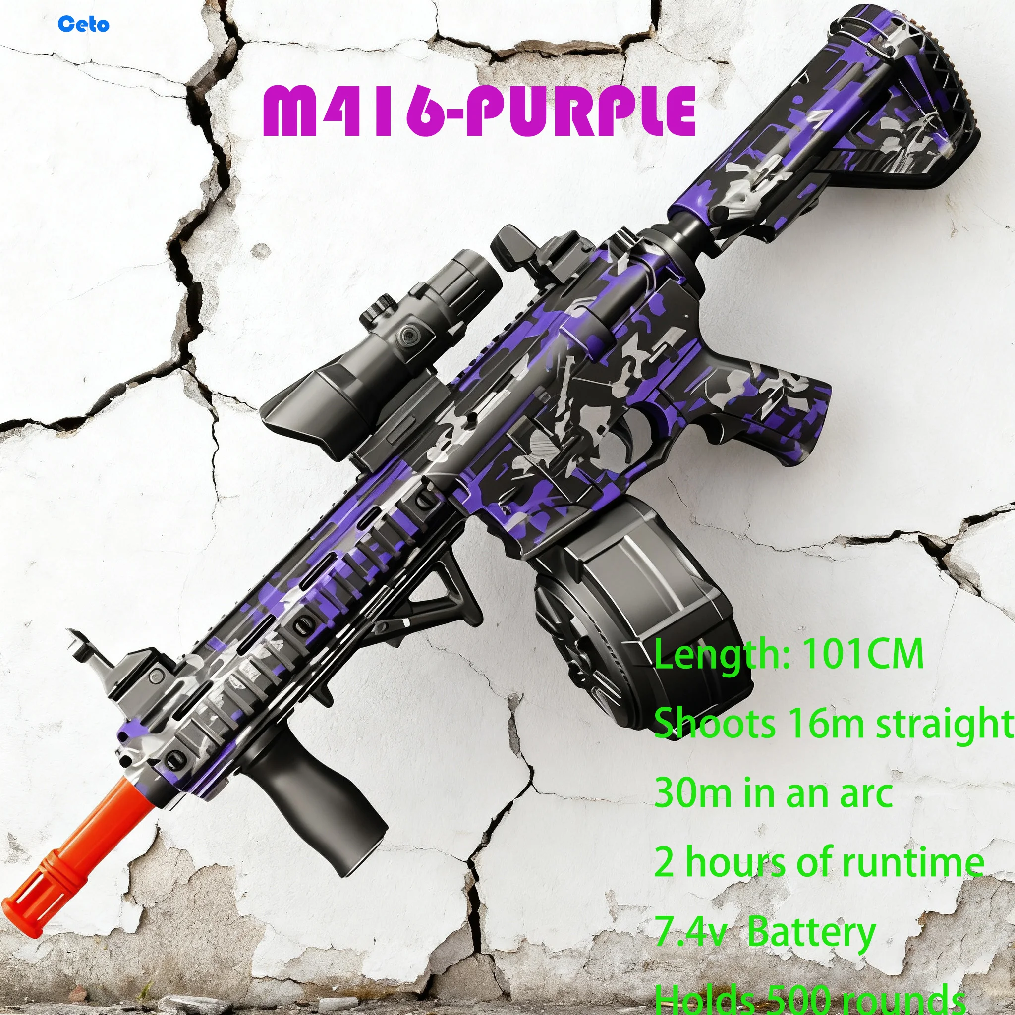 7.4V High Voltage Long Range Gel Blasters 500 Rounds Full Auto Electric Outdoor Team Game Blaster Gun Toy for Adults and Teens