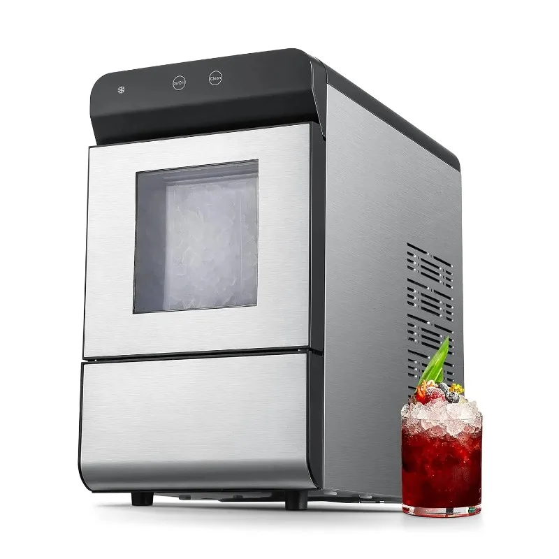 V2.0 Countertop Nugget Ice Maker with Viewing Window  Self-Cleaning Pebble Ice Machine  Open and Pour Water