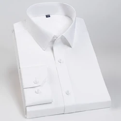 Chemise à manches longues pour hommes, coupe régulière, sans repassage, coton de mûrier, sans poche, facile à entretenir, affaires de gentleman