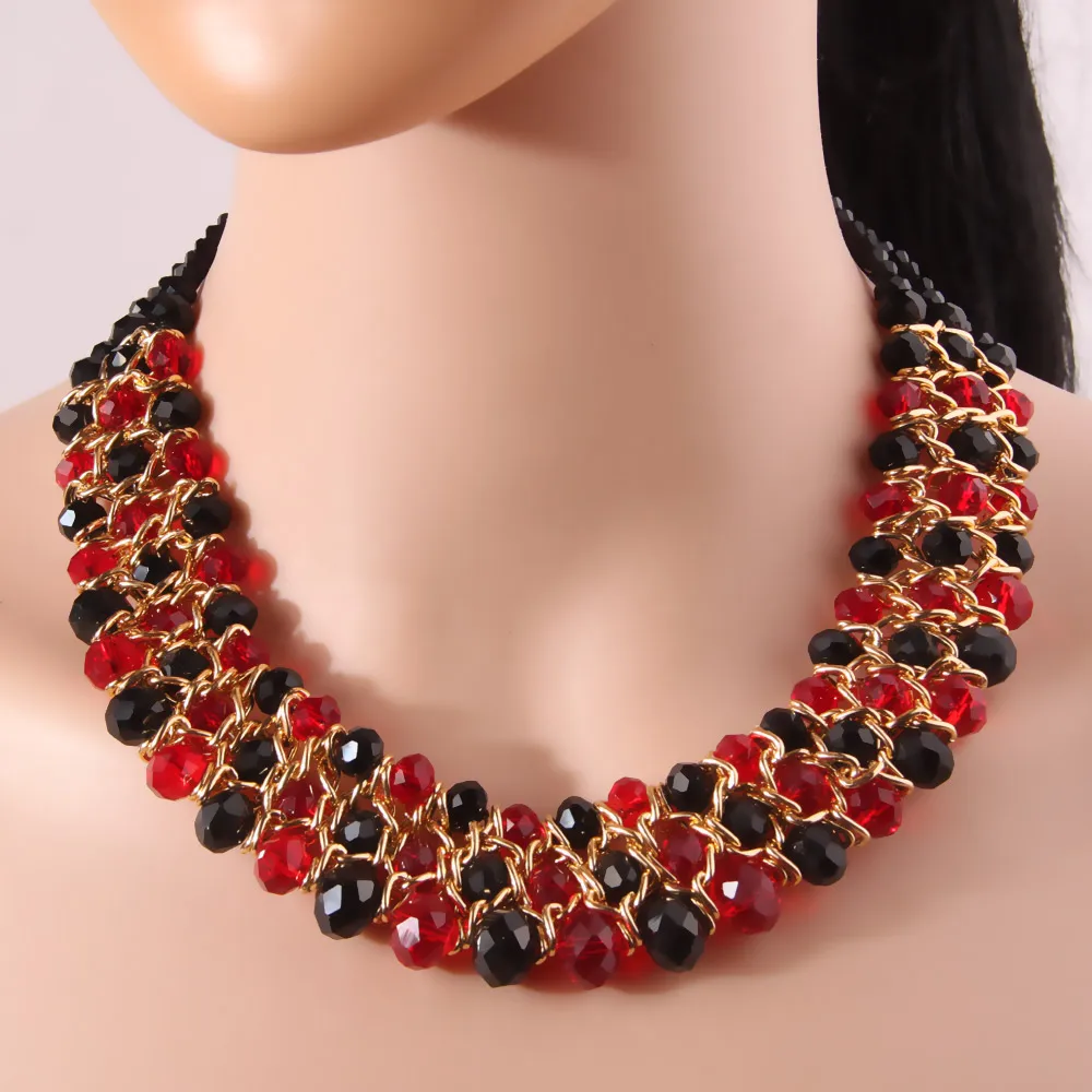 Collar grueso multicapa hecho a mano para mujer, Collar mixto de cristal Artificial colorido, regalos de joyería para Festival