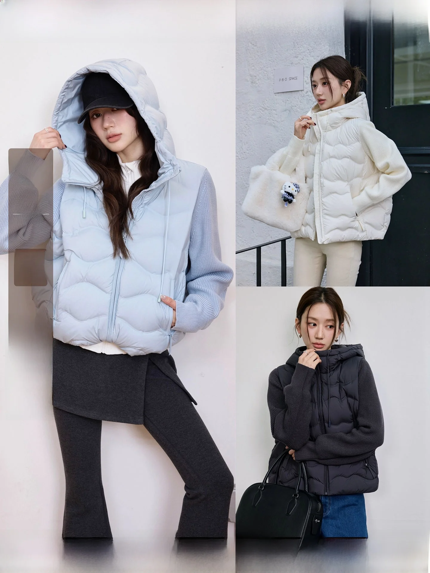 

Camelux Commute Wave Pattern Lightweight Goose down Seamless Sealed Charge 90 White Goose Feather Knitted Sleeve Hoodie