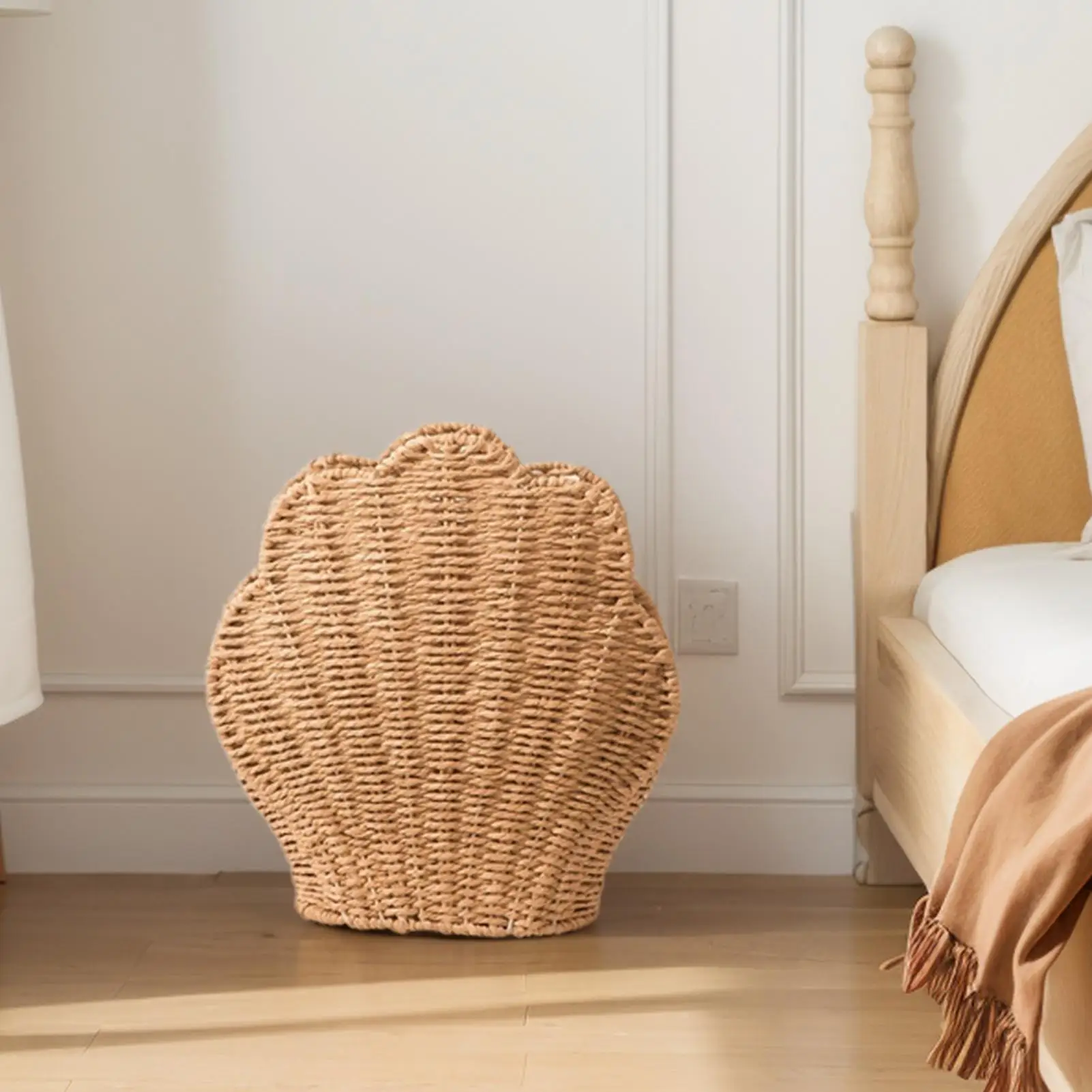 Woven Storage Basket Shell Shape Multipurpose Decorative Container for Farmhouse Living Room Pantry Bathroom Kithchen Tool