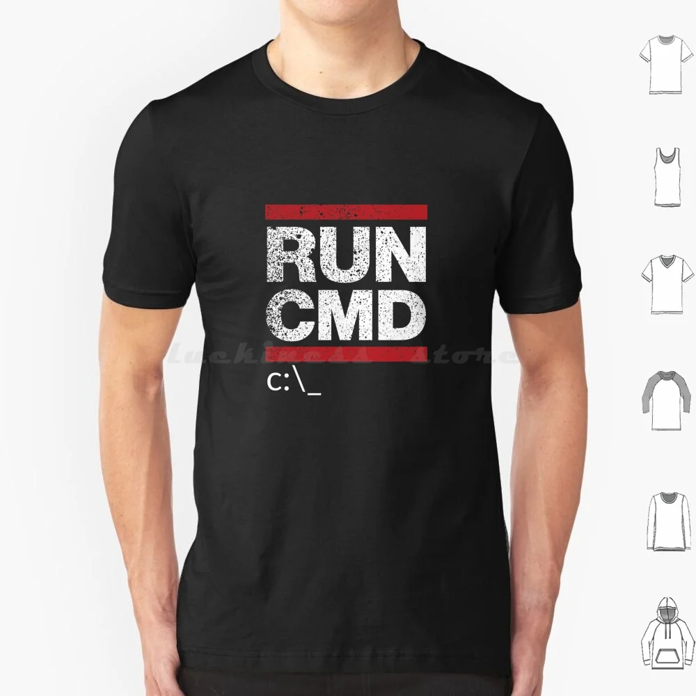 تي شيرت Run Cmd مقاس كبير 100% قطن Run Cmd Run Dmc Coding Developer مهندس قيادة الكمبيوتر موجه مضحك المهوس محاكاة ساخرة