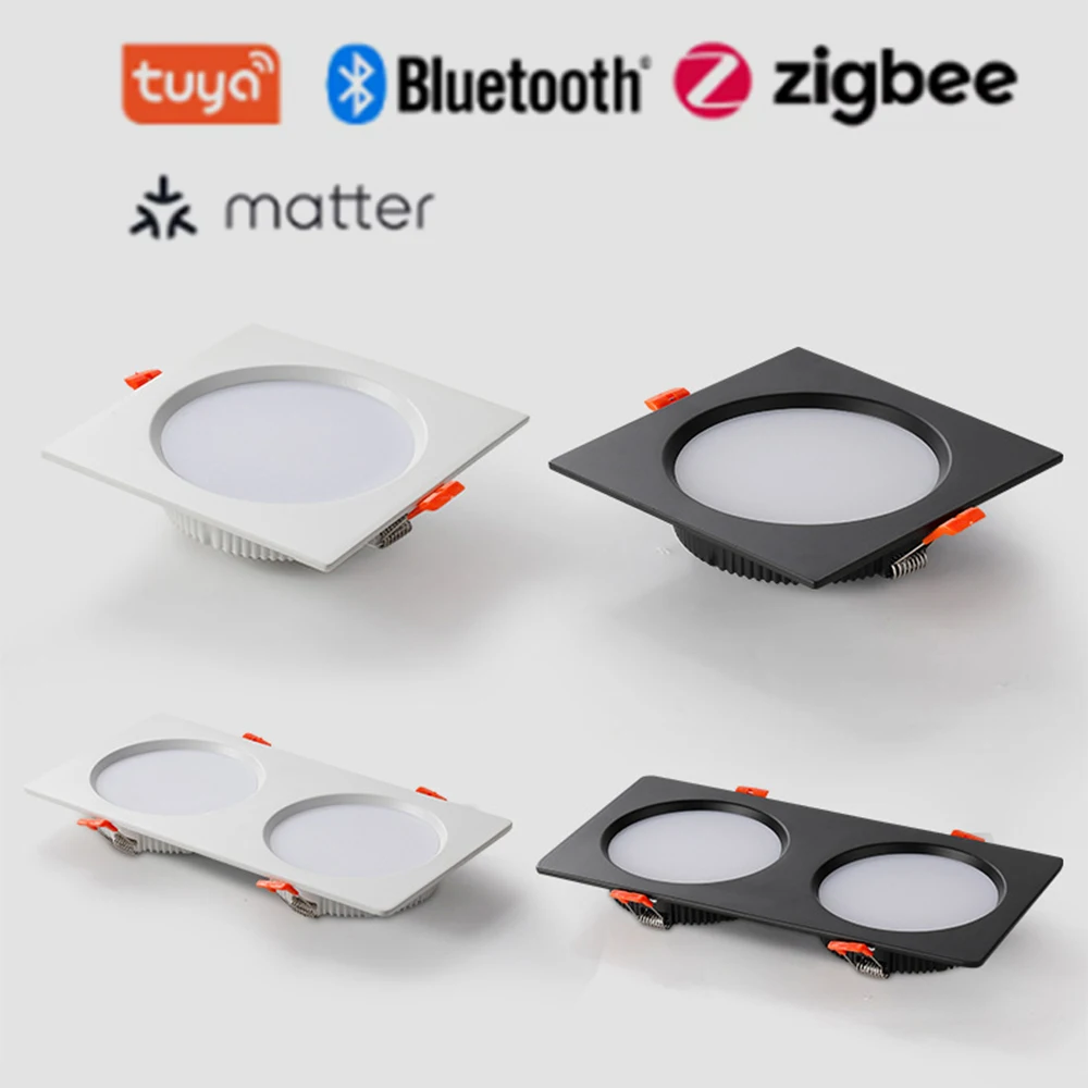 Square Embedded Downlight Dimmable Ceiling Tuya Bluetooth/Zigbee Matter Smart Lamp Lighting AC85V-260V Indoor Lighting