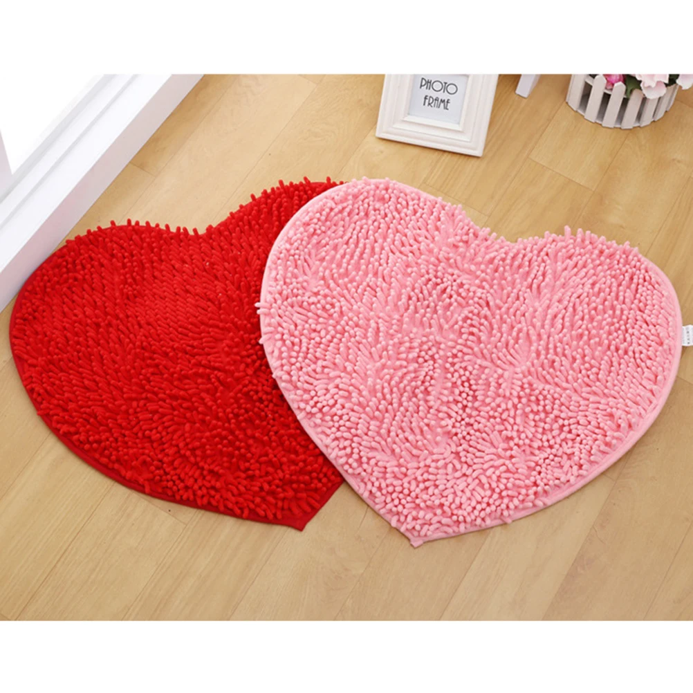

Heart shaped Area Rug Pink Doormat Super Absorbent Non skid Bathroom Living Room Decor Quick Dry Fadeless Floor Mat Heart Carpet
